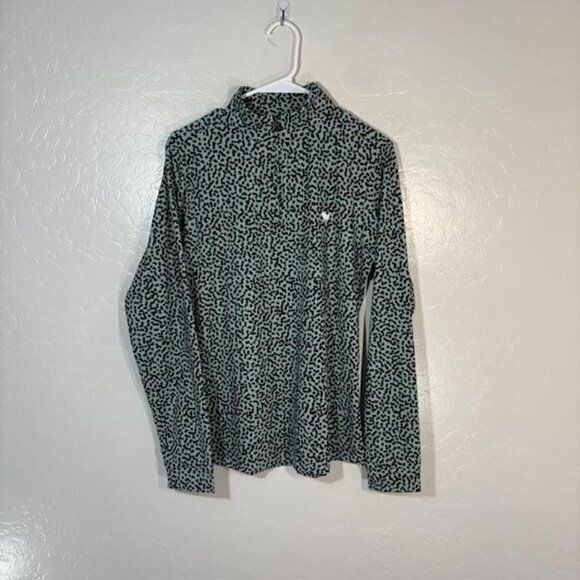 Bad Birdie Pullover Womens Small Mint Cheetah Quarter Zip Golf Mock Neck Stretch - Picture 1 of 8